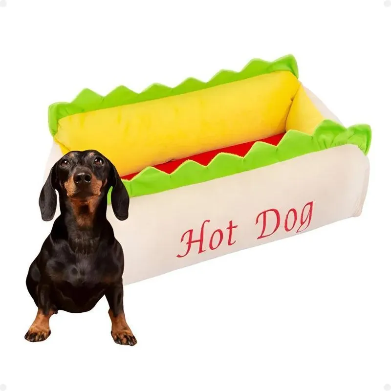 Cama Pet Caminha Hot Dog Pelúcia Salsicha Luxo Imperm Hot Do