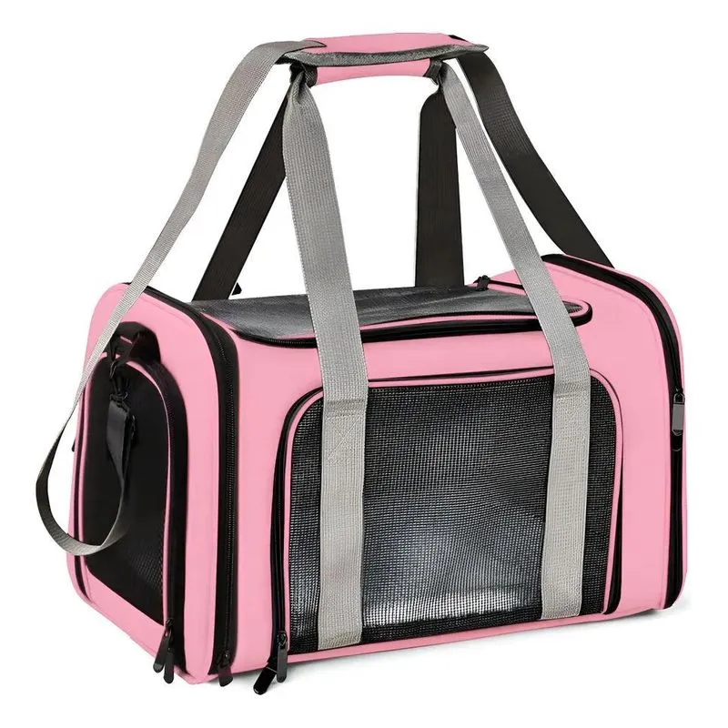 Bolsa Transporte Pet Caixa Transporte Médio Avião Paw Rosa