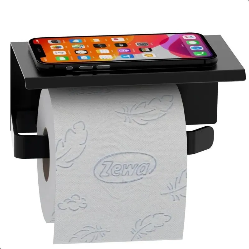 5x Porta Papel Higiênico Inox De Parede Banheiro Preto Max
