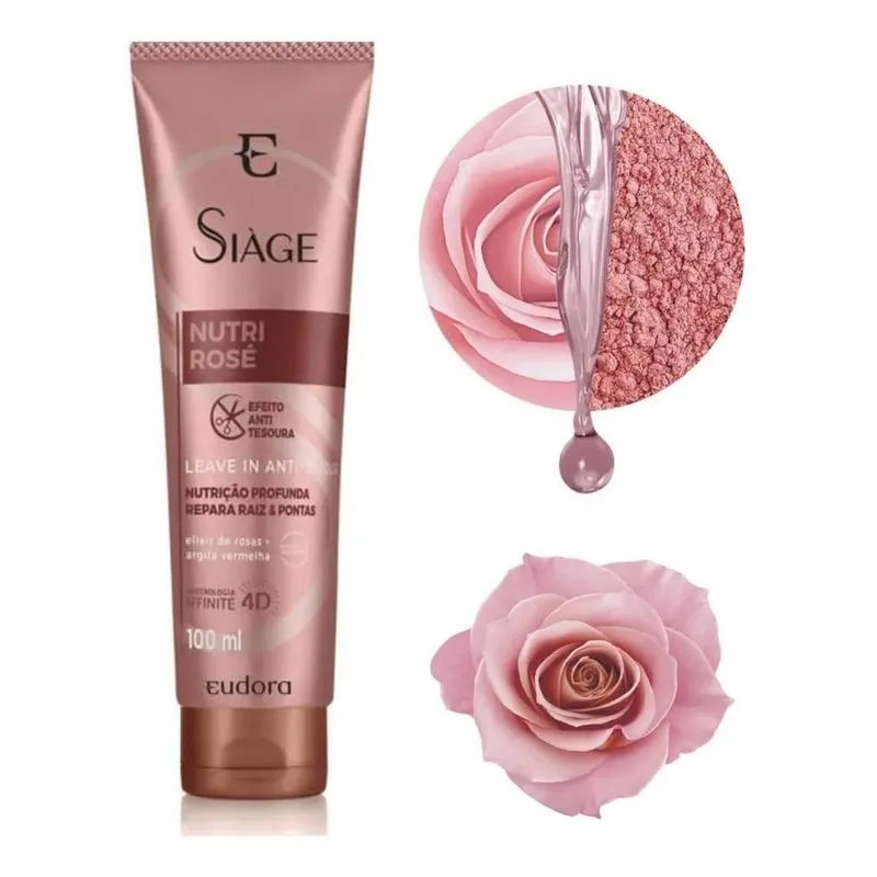 2x Leave In Capilar Siàge Nutri Rose Termoprotetor 100ml Eud