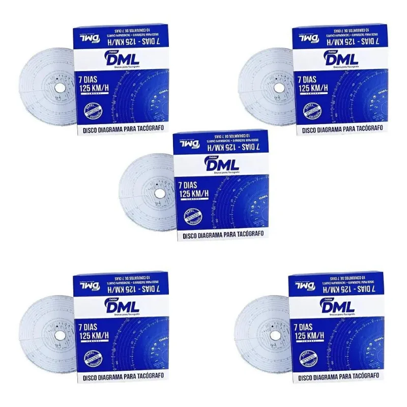 5 Caixas Disco De Tacografo Semanal 125x7d Cx Com 10 Branco
