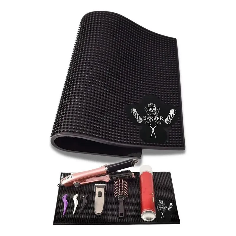Tapete Antiderrapante Preto Bancada Barbeiro 40x24cm