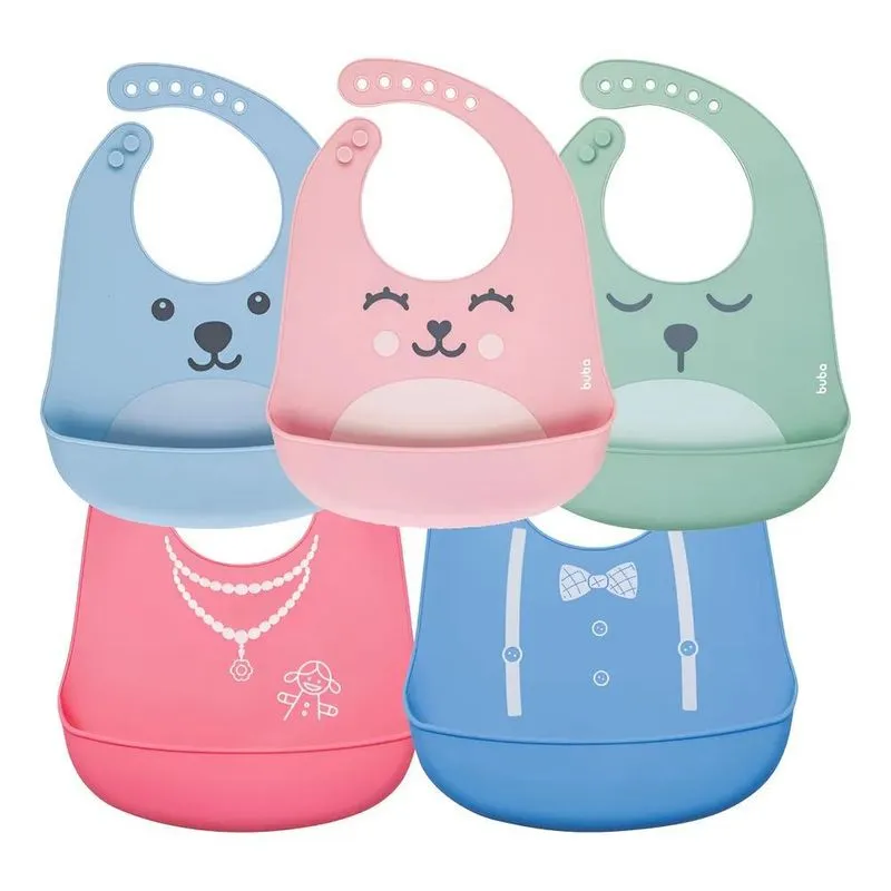 Babador Bebê Pega Migalhas Silicone Cata Migalhas Bu Rosa