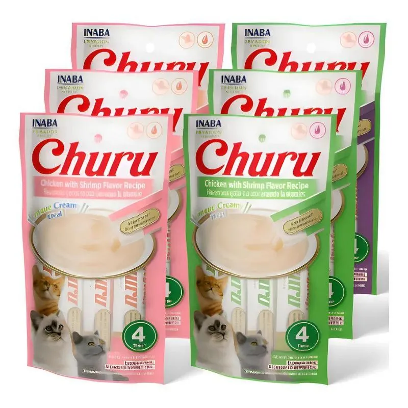 Churu Gato Petisco Para Gatos Kit 6 Unidades 24 Tubetes Kit