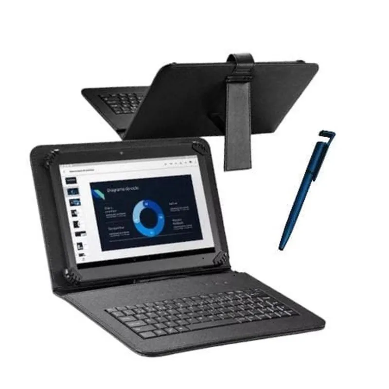 Capa Com Teclado Tipo C Para Tablet A9 + Caneta