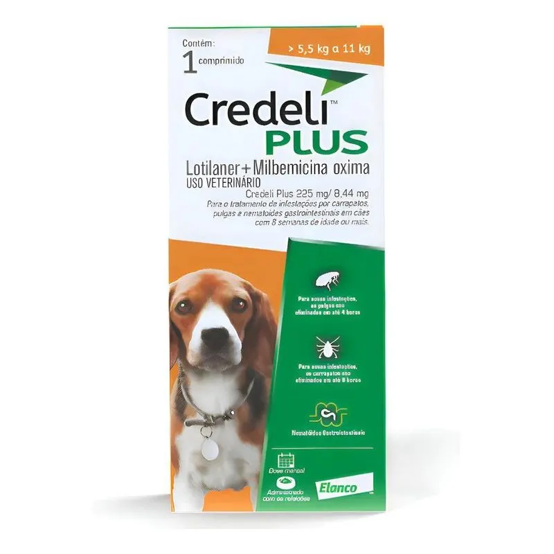 Credeli Plus Para Cães 5,5kg A 11kg 225mg Antipulgas, Carr