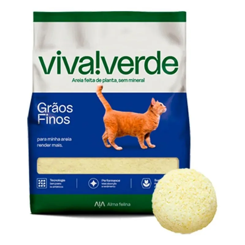 Areia Higiênica Para Gatos Grãos Finos 4kg - Viva Verde
