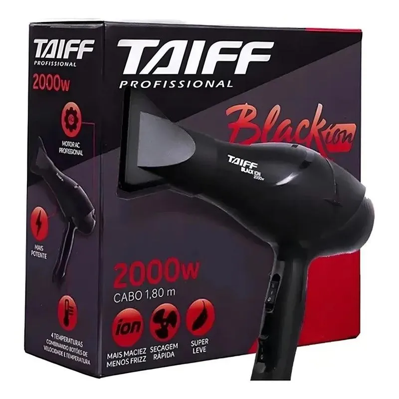 3x Taiff Black Ion Secador De Cabelo Profissional 2000w Cor