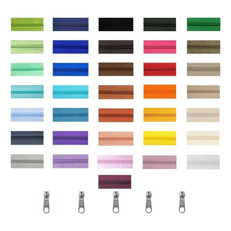 Kit 10 Metros Ziper Nº 5 E 20 Unidades De Cursor Nº 5