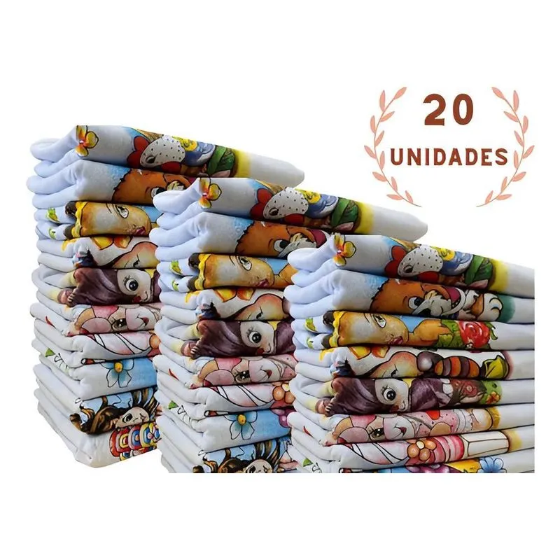 Pano De Prato Estampado Bainha Kit C 20 Peças Grande