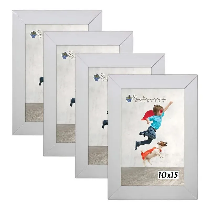 Kit 4 Porta Retrato 10x15 A6 Foto Moldura Branco Lis