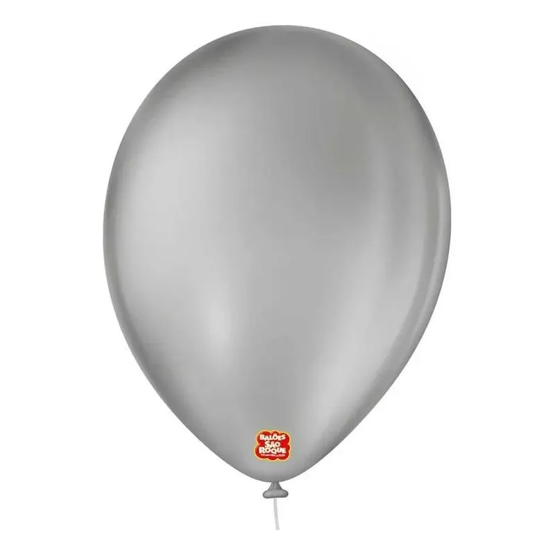 100 Unid Balão Bexiga Liso N9 Polegadas - Várias C Cinza