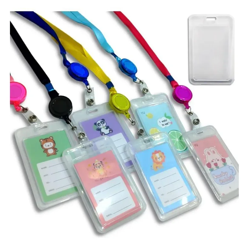 6 Suporte Transparente Duro Porta Crachá Plástico Kawaii