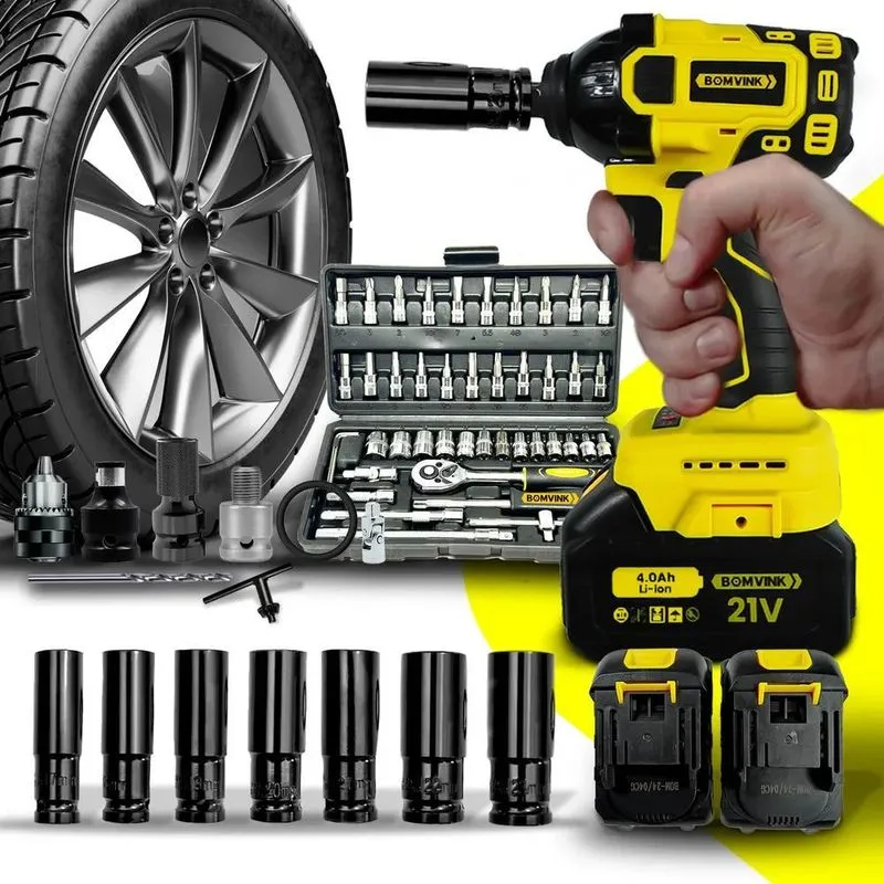 2x Chave De Impacto Parafusadeira A Bateria + Kit Maleta 46p