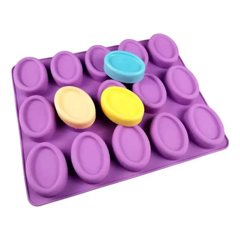 Forma De Silicone Sabonete Oval 15 Cavidades Saboaria Vela C