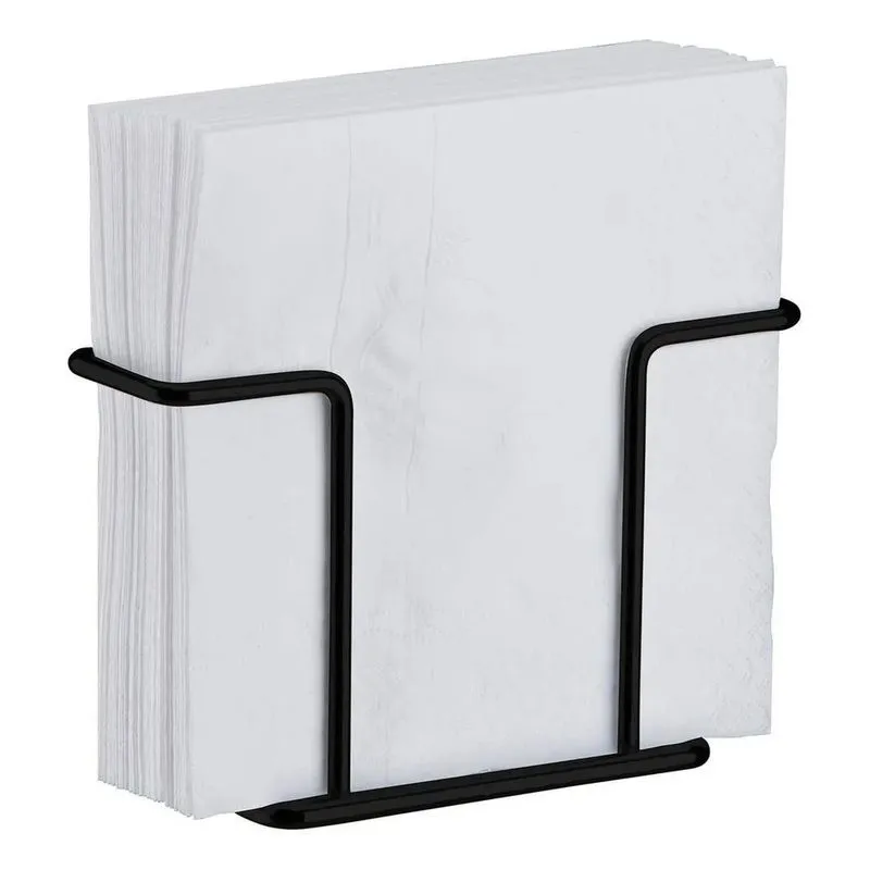 2x Suporte Porta Guardanapos De Mesa Aço Preto Fosco