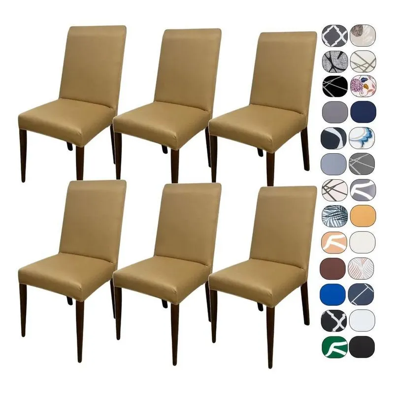 Kit 6 Capas Cadeira Jantar Tecido Importado Spandex Elást Be