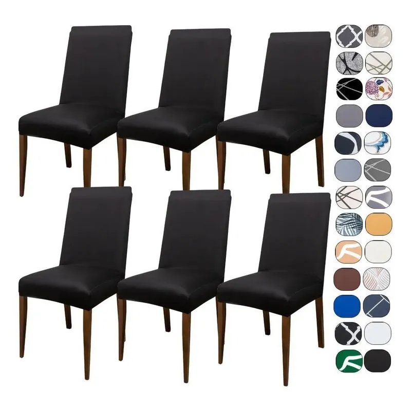 Kit 6 Capas Cadeira Jantar Tecido Importado Spandex Elás Pre