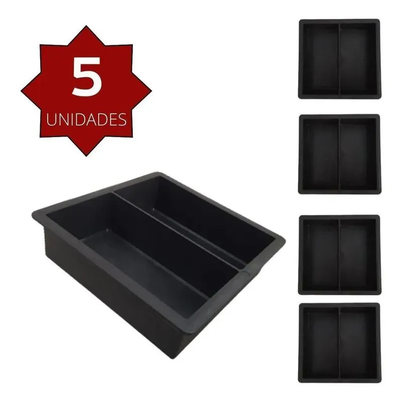 2x Forma Plástica Dupla Para Tijolinho Paver Cimento 5 Unida
