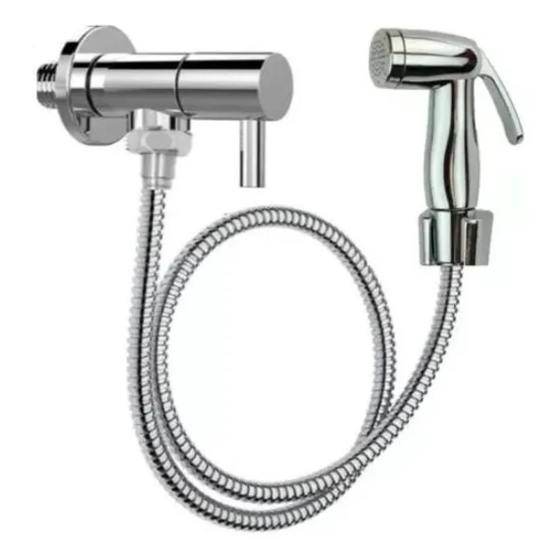 2x Ducha Higiênica Registro Aço Inox Super Luxo 1/4 Volta