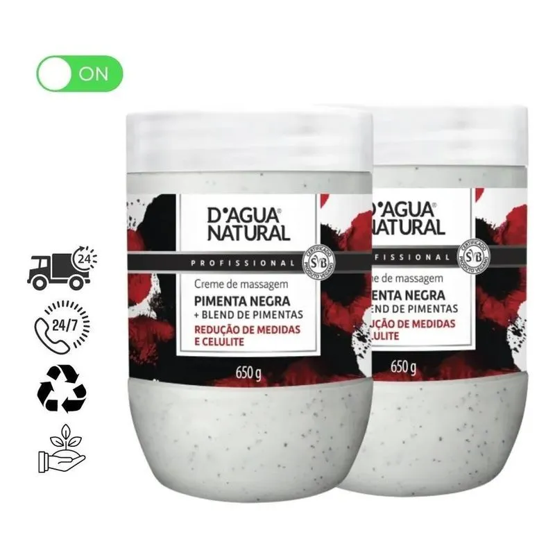 3x Kit 2 Creme De Massagem Pimenta Negra 650g - Dagua Natura