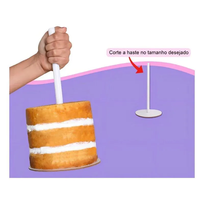 2x Guindaste Para Bolo 21cm Solrac Disco E Varinha Em Mdf