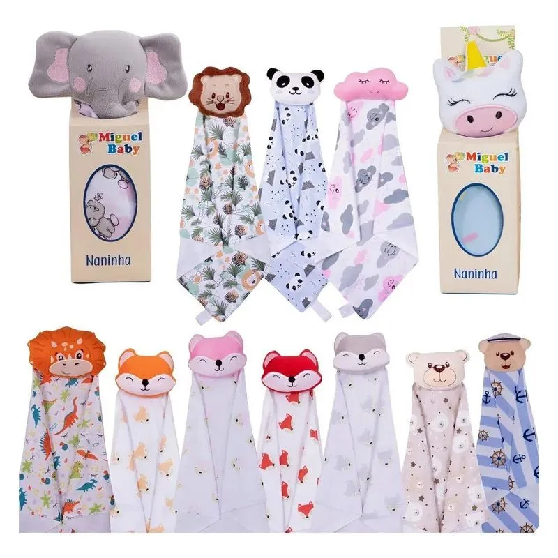 Naninha Para Bebe Bichinhos Com Porta Chup Raposa Cinza