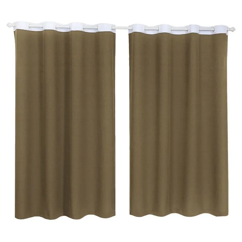 Cortina Tecido Oxford Faixa Branco 2,5M X 3M - Marrom-Claro