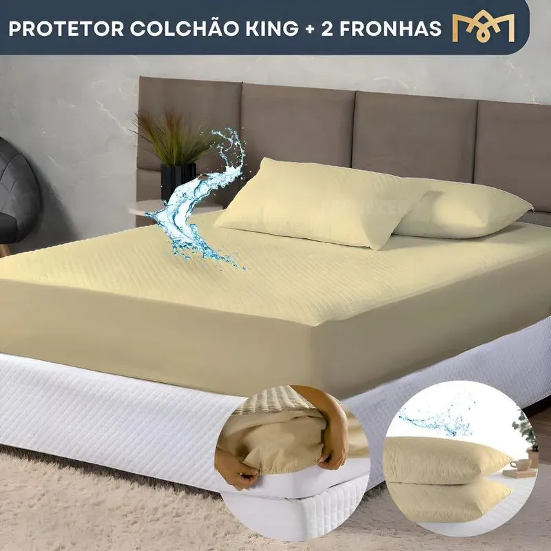 Kit Protetor De Colchão King Impermeável Confortável Matelado