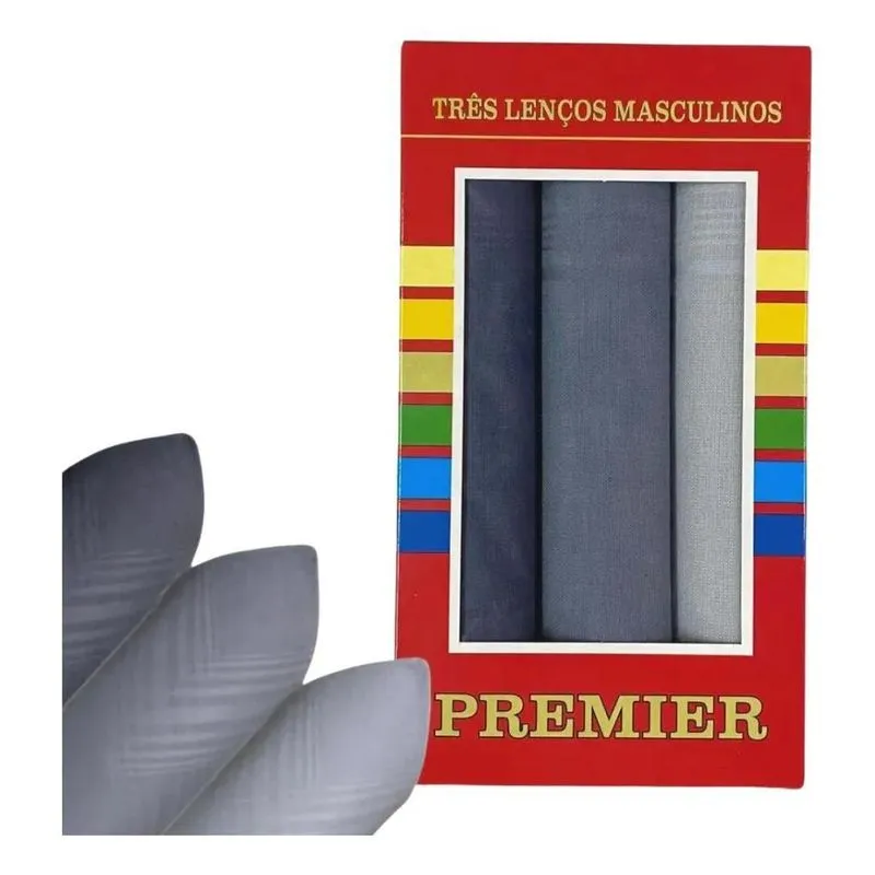 Lenço Social Masculino De Bolso Caixa Com 3 Unid Cinza