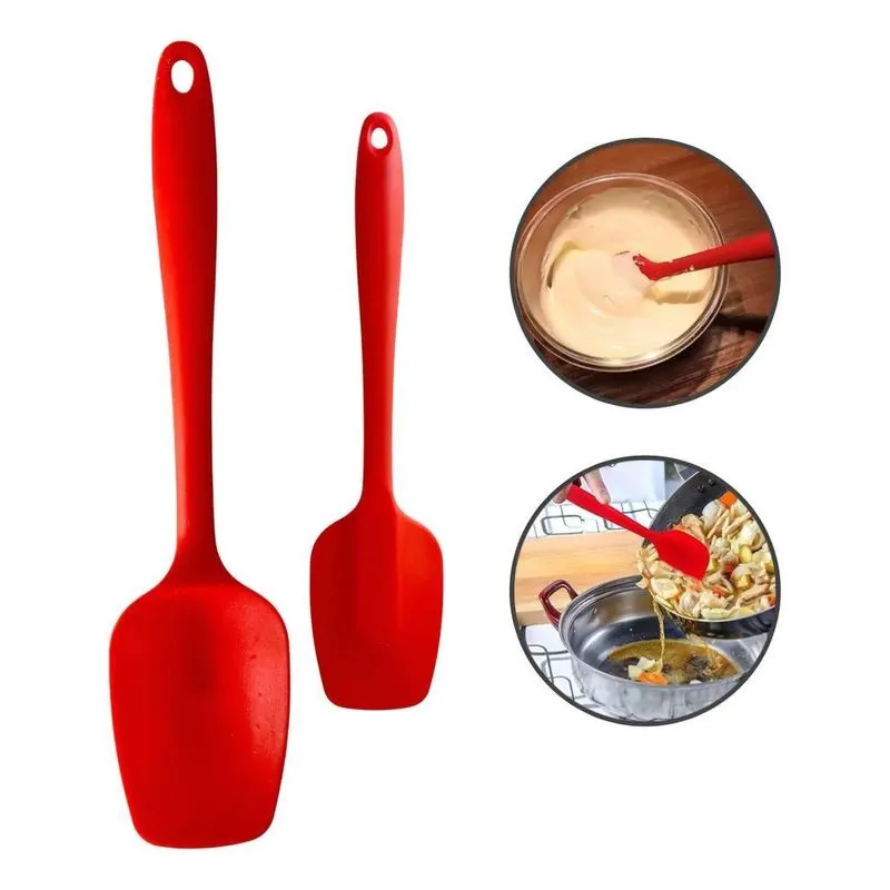2x Espátula Colher Silicone Reta Pão Duro Cozinha Premium 27
