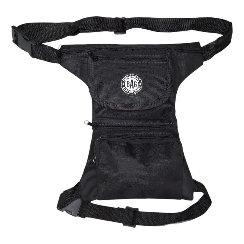 5x Bag Pochete De Perna 5 Compartimentos Cor Preto