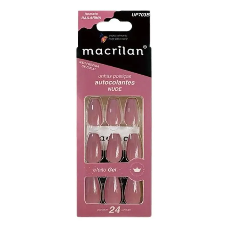 10x Unhas Postiças Autocolantes Tamanho Médio Macrilan Nude