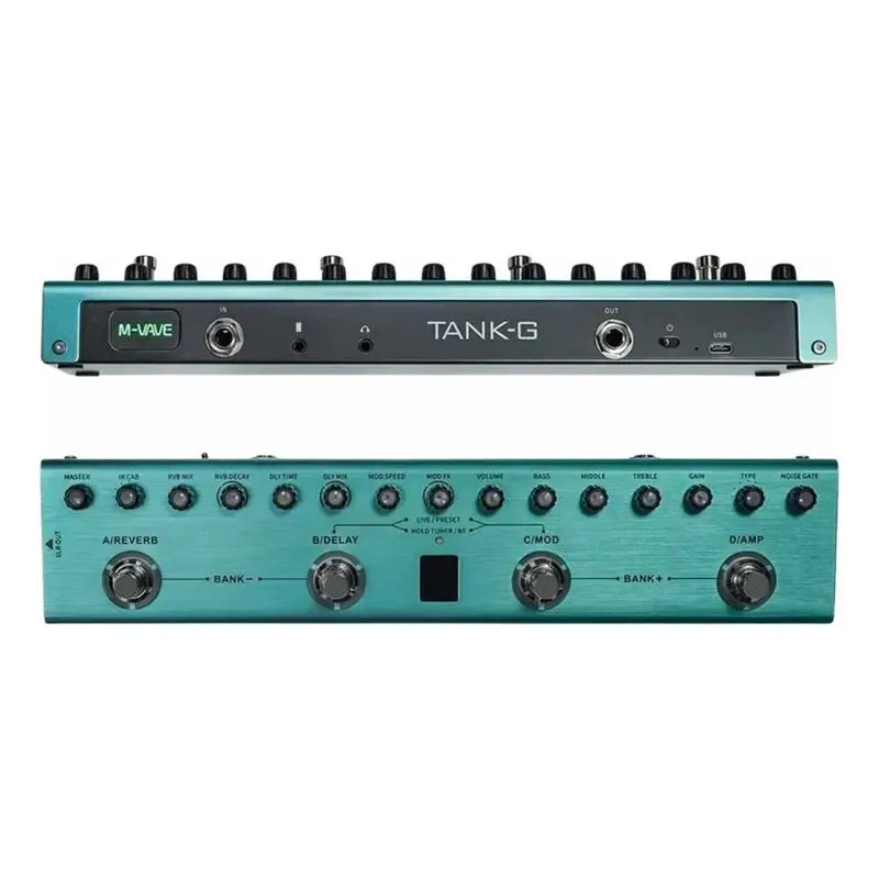 10x Pedaleira M-vave Tank-g Pedal De Guitarra Cor Verde-cla