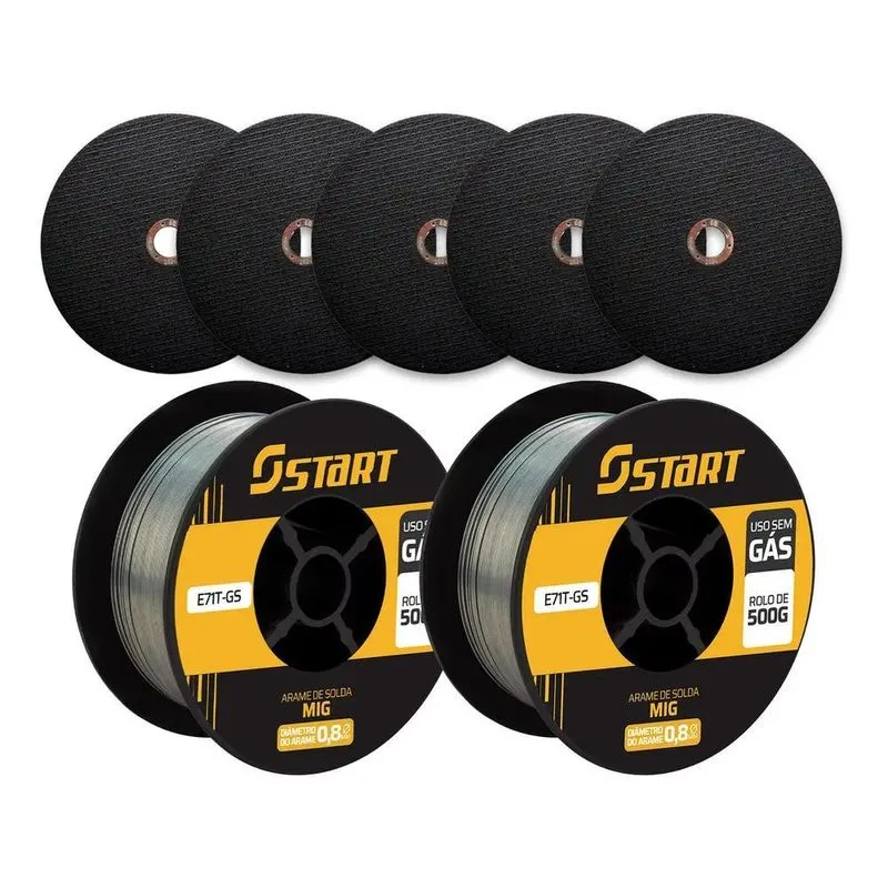3x 2 Arames De Solda Mig Uso Sem Gás 0,8mm 0.5 Kg Com 5 Disc