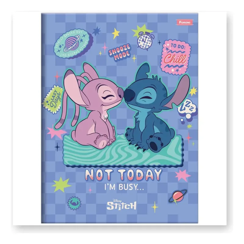 Caderno Brochurão Foroni Stitch Capa Dura Costurado 80 Fls Lilás