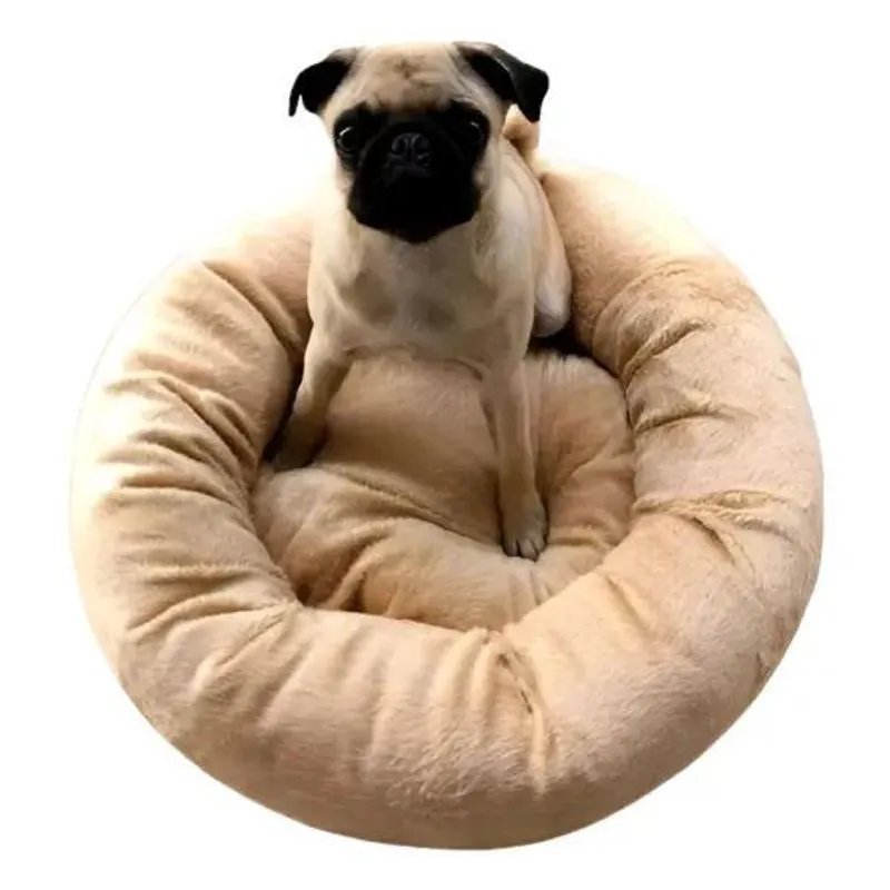 3x Caminha De Pelúcia Pet Redonda Para Cachorros E Gatos 50x