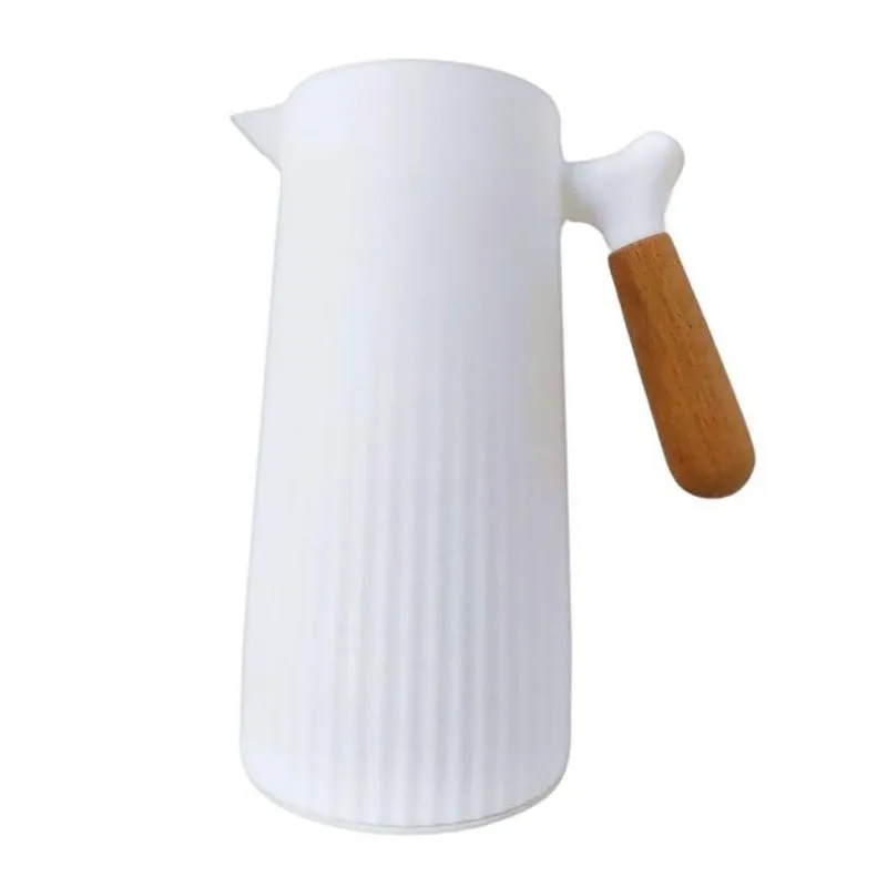 Garrafa Térmica Café Nórdica 1 Lt Cabo Madeira Branco Relevo