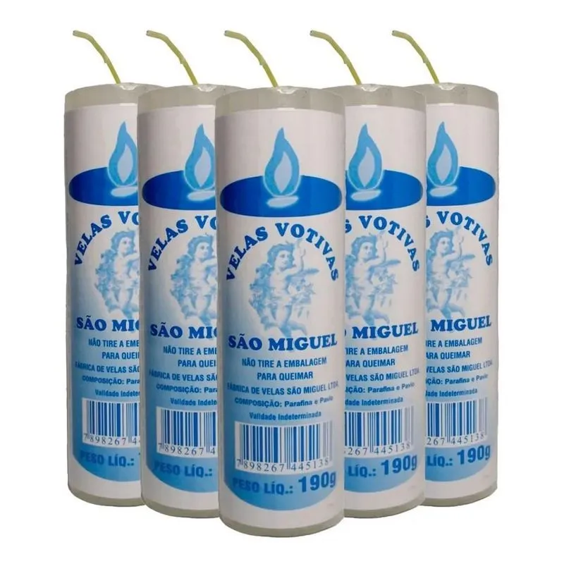 5x Vela Votiva 7 Dias 190g Branca - 12 Unidades
