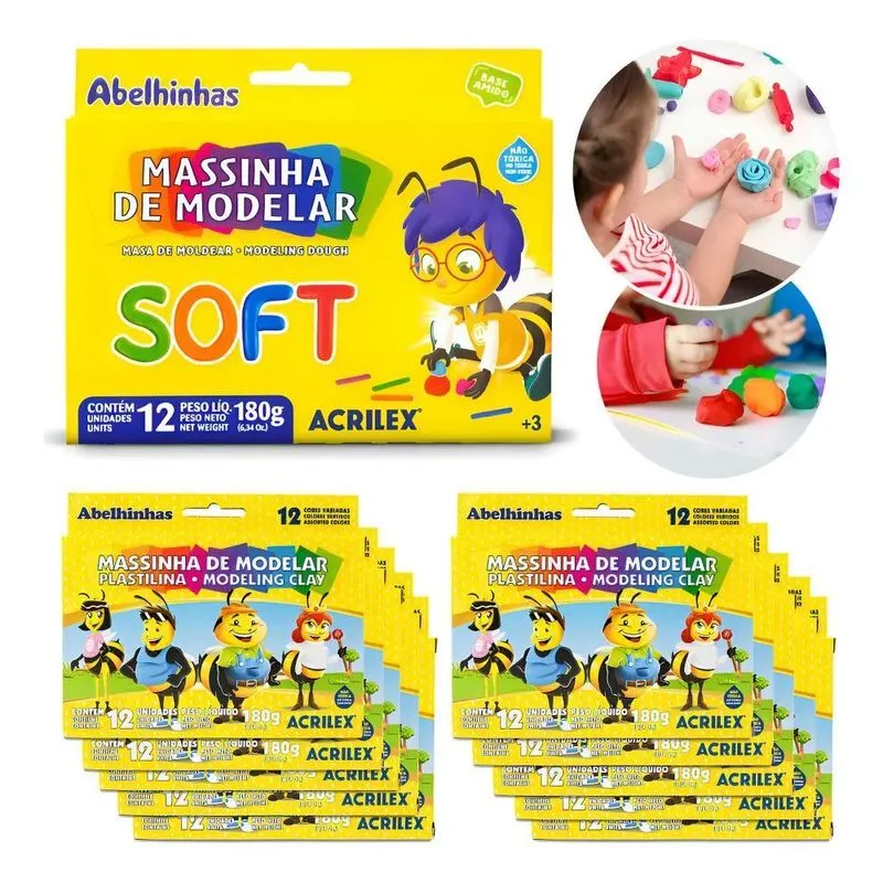 Massinha Masa De Modelar Soft - 10 Caixas Com 12 Und Em Cada