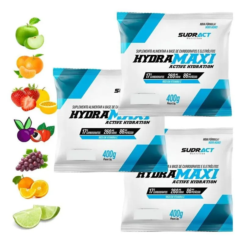 Repositor Isotônico Hydramaxi 3x Refil Morango Com Maracujá