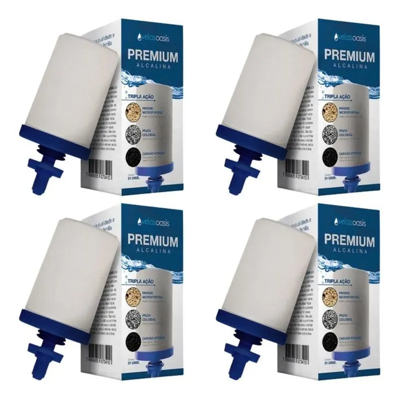 Kit 04 Velas Para Filtro Barro Alcalina Premium Tripla Ação
