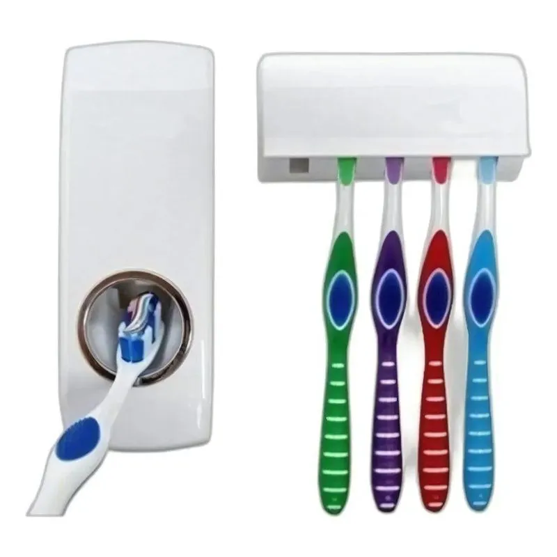 Suporte Para Escova + Colocador Automático Pasta De Dente Co