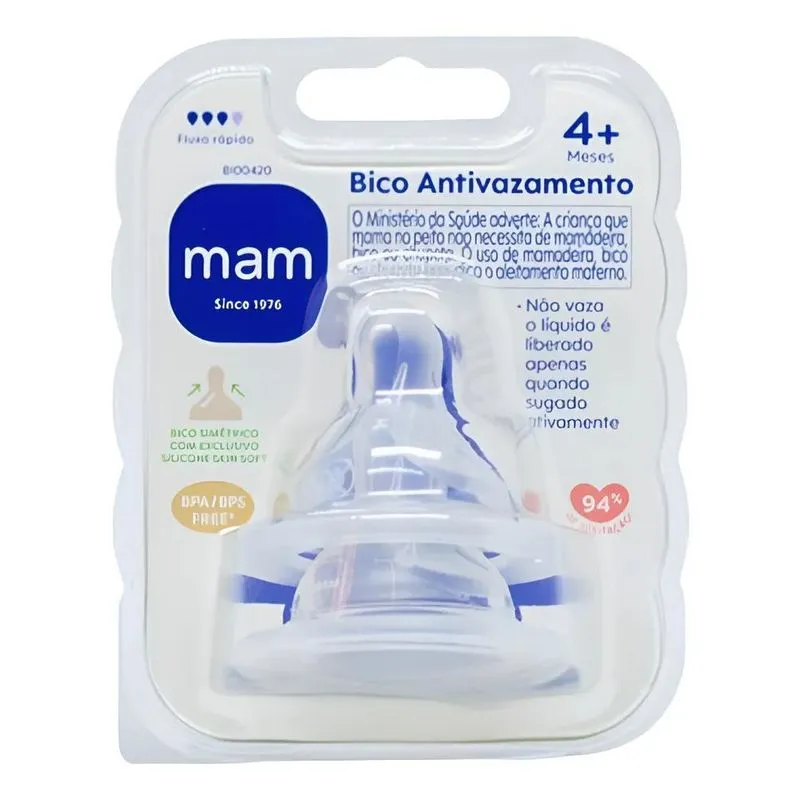Bico Mamadeira Mam Todas Numer Bico Antivazamento (4m+)
