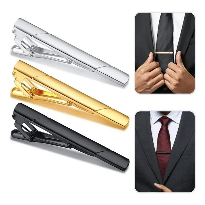 Kit 3 Prendedores Grampo De Gravata - Dourado Prata E Preto
