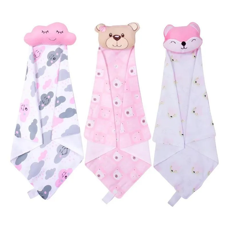 Kit 3 Naninha De Bebê Com Prendedor De Chupeta Menino M Kit