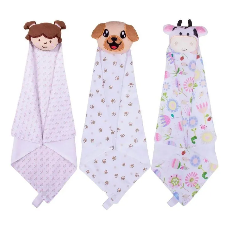 Kit 3 Naninha De Bebê Com Prendedor De Chupeta Menino M Kit