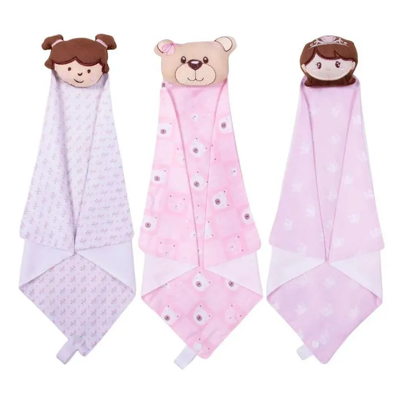 Kit 3 Naninha De Bebê Com Prendedor De Chupeta Menino M Kit