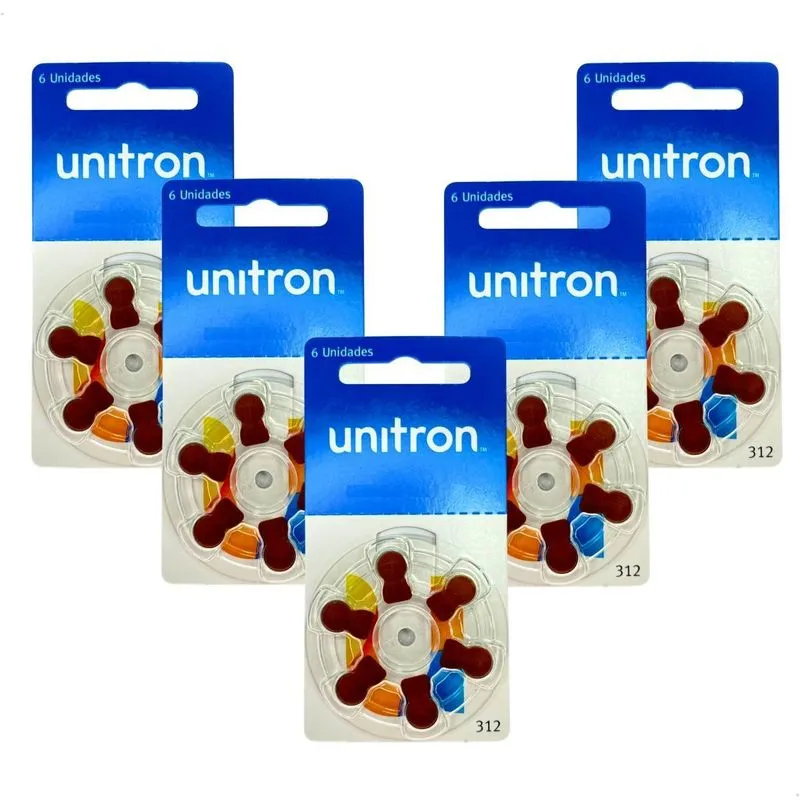 30 Pilhas Baterias 312 Pr41 Marrom Aparelho Auditivo Unitron