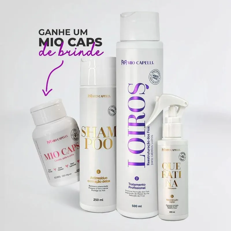 10x Kit Progressiva Orgânica Para Loiros + Mio Caps De